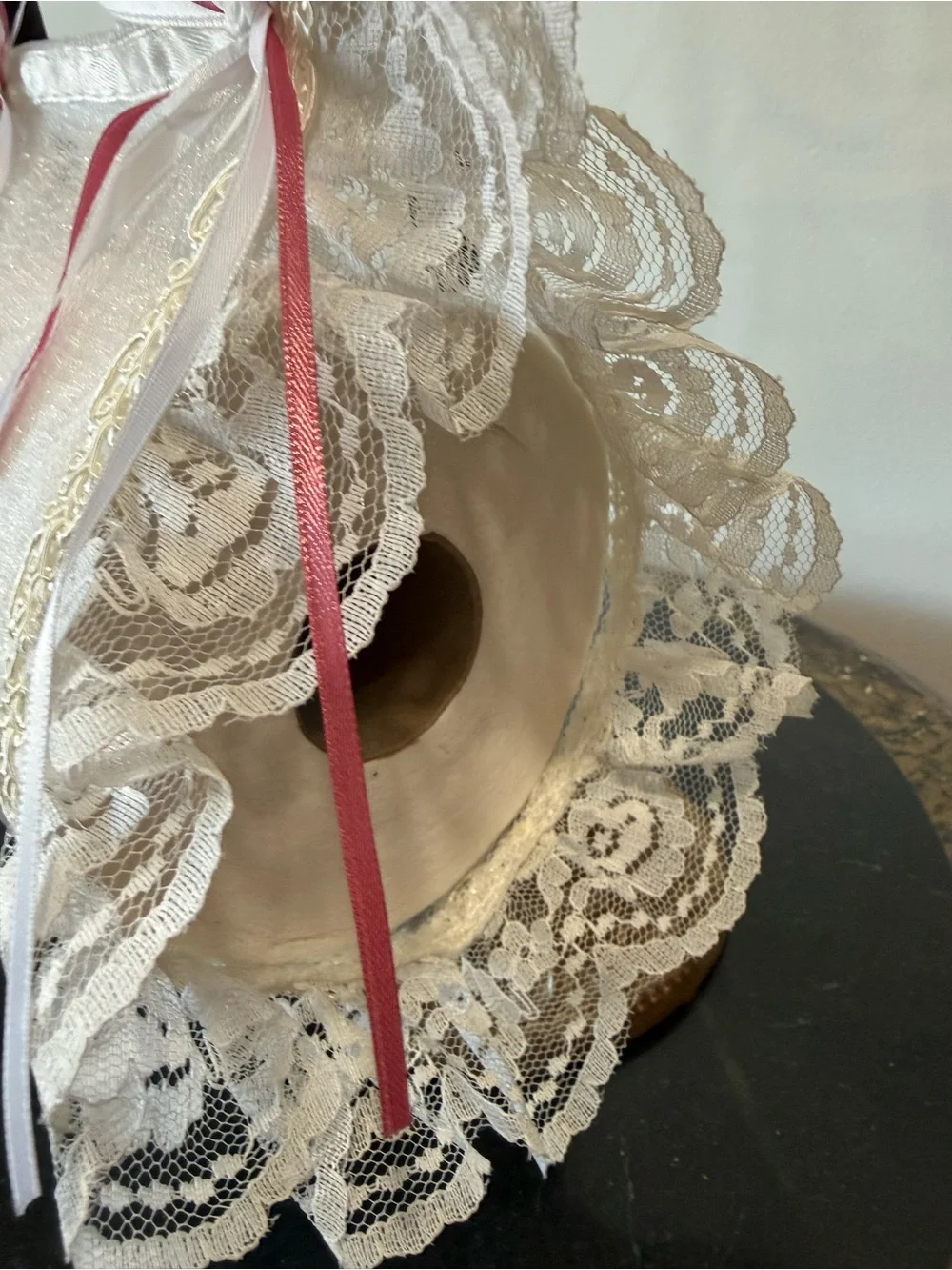 💐 Hand Crafted Hand Towel and Toilet Paper Holder Set w/Pink Rose Appliqué 💐